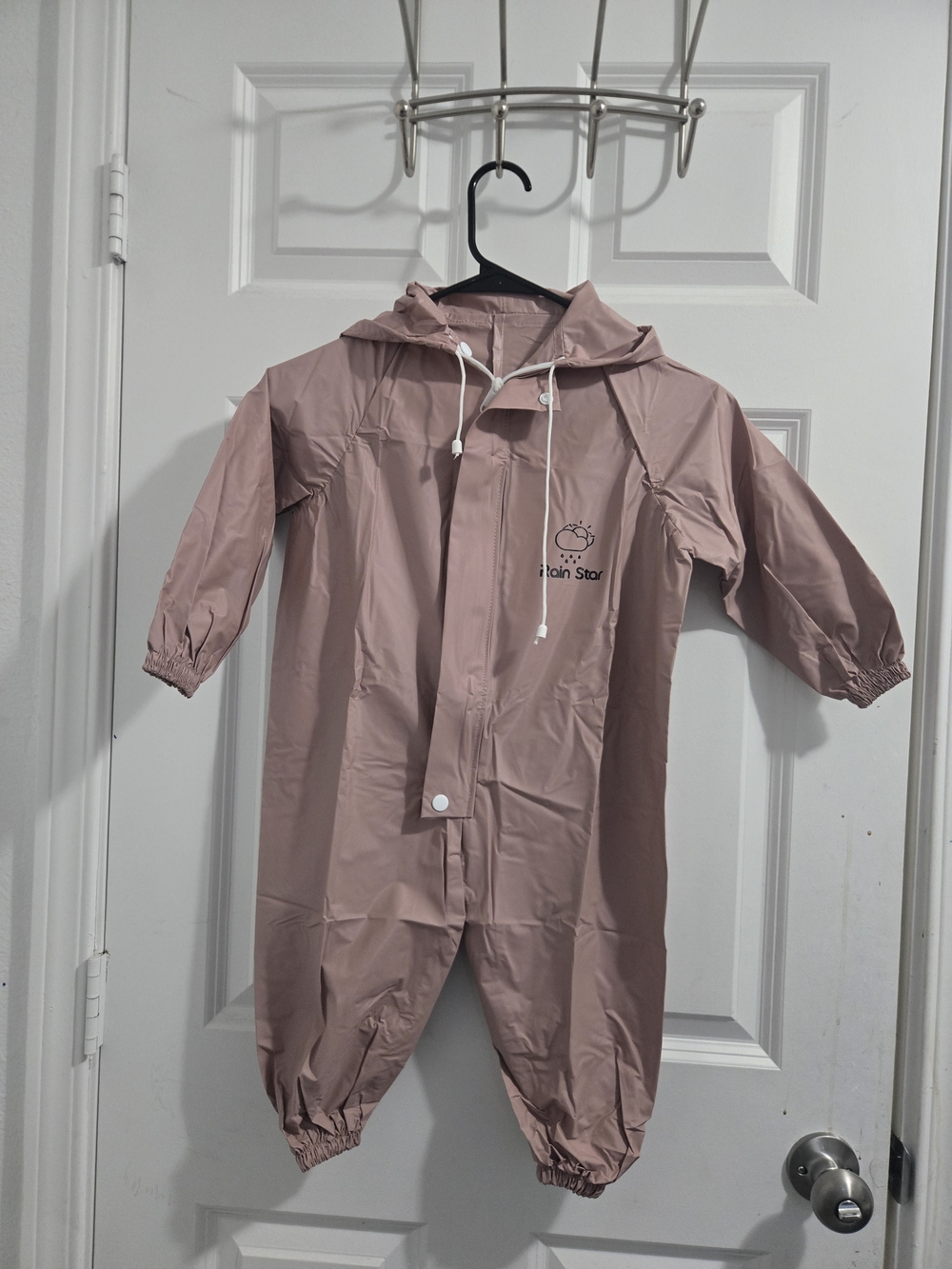 Dusty Rose Hooded Kids Rain Suit with Cloud Logo
